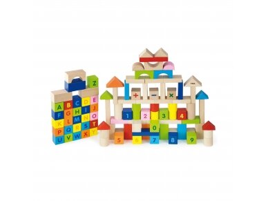 VIGA Wooden Blocks - 100pcs Alphabet & Numbers 50288